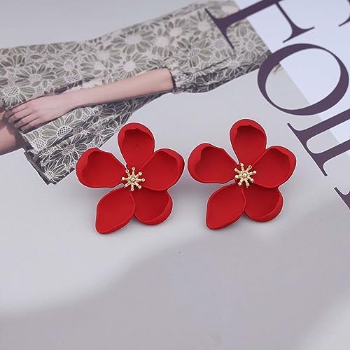 UNI-11334-1 - Red Flower - Earring