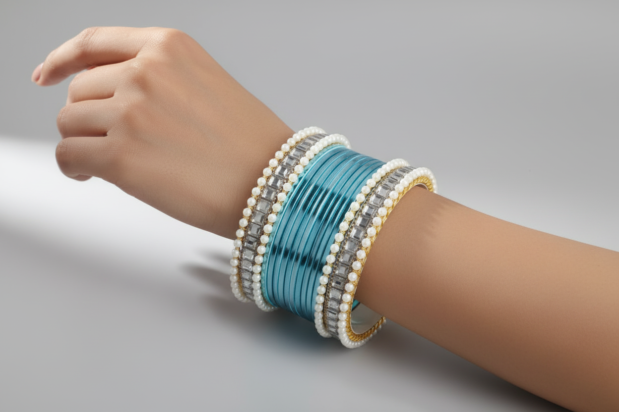 CH-54 - Classy Blue Bangles - Choorian Set