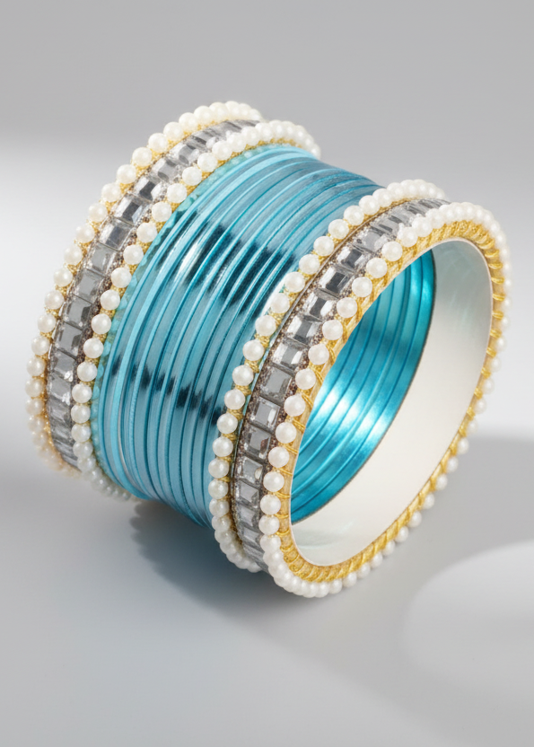CH-54 - Classy Blue Bangles - Choorian Set