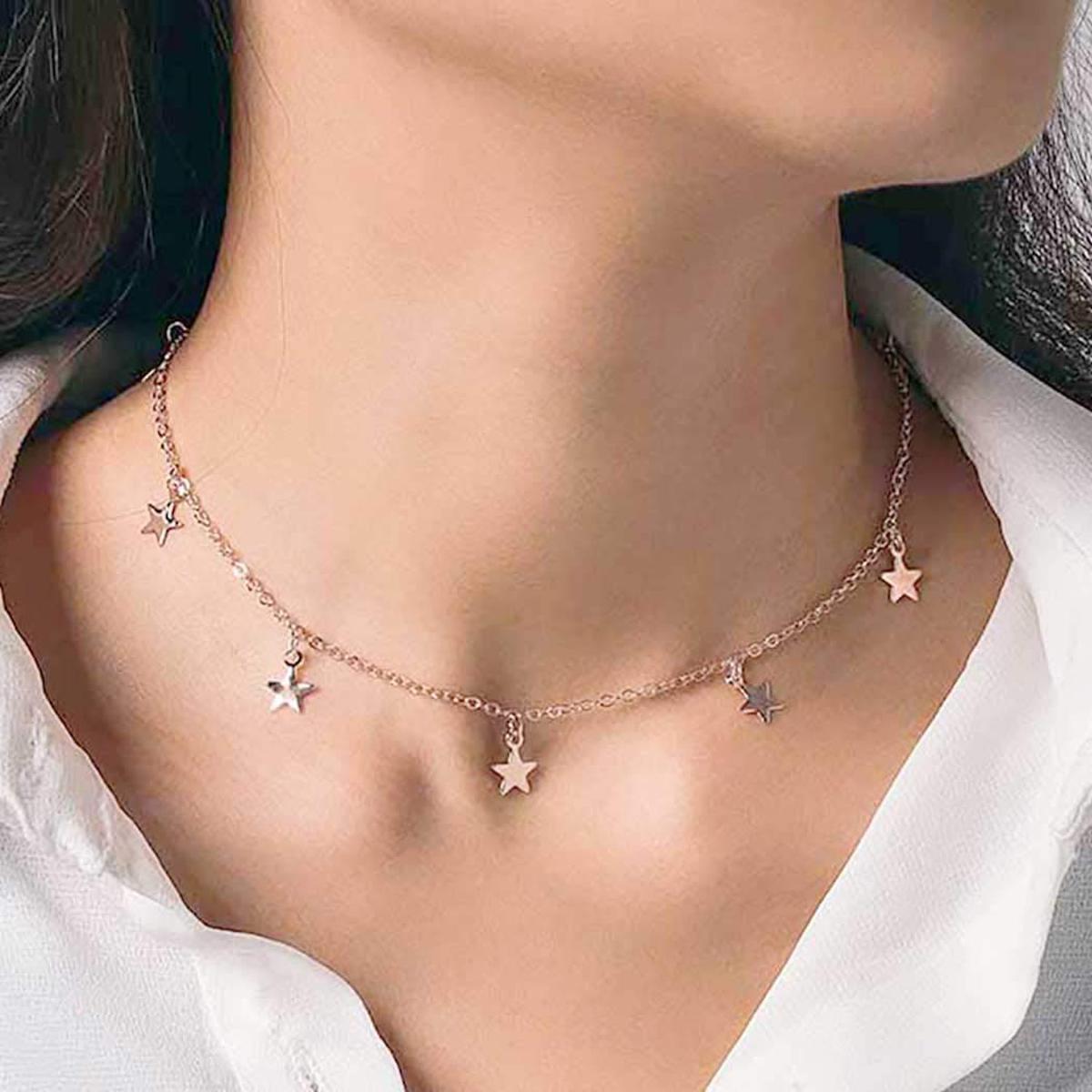 UNI-10618-1 - Gold Stars - Necklace