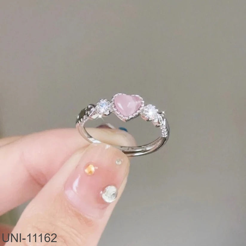 UNI-11162 - Pink Heart Silver - Ring