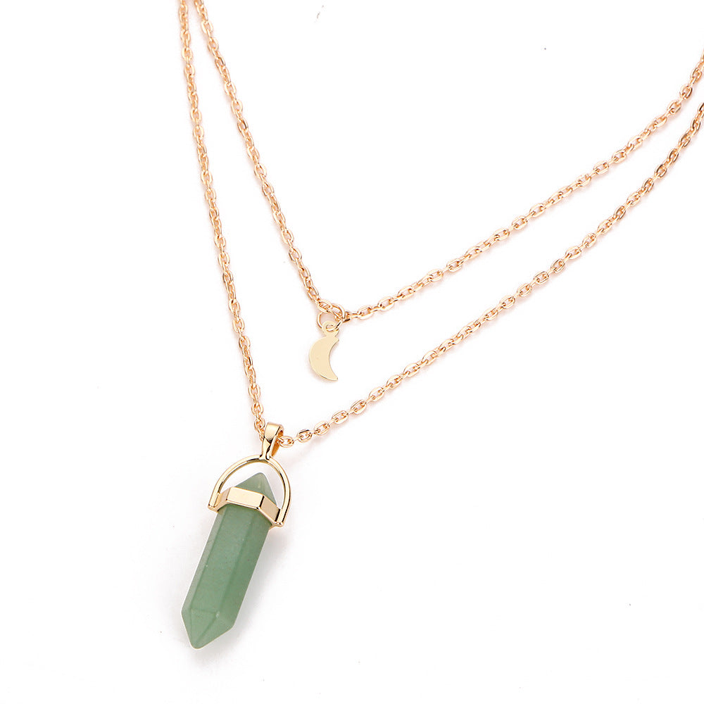 UNI-10643 - Green Stone Double Layer - Necklace