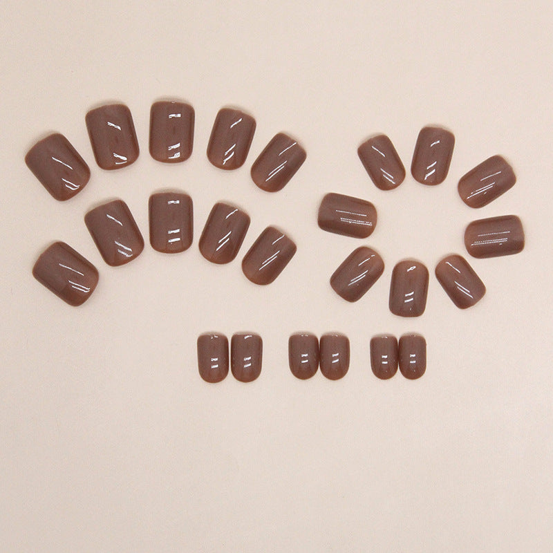 N-108 - Cinnamon Brown - Press On Nail Set Of 24 - Free 24 Pcs Sticker Sheet Included