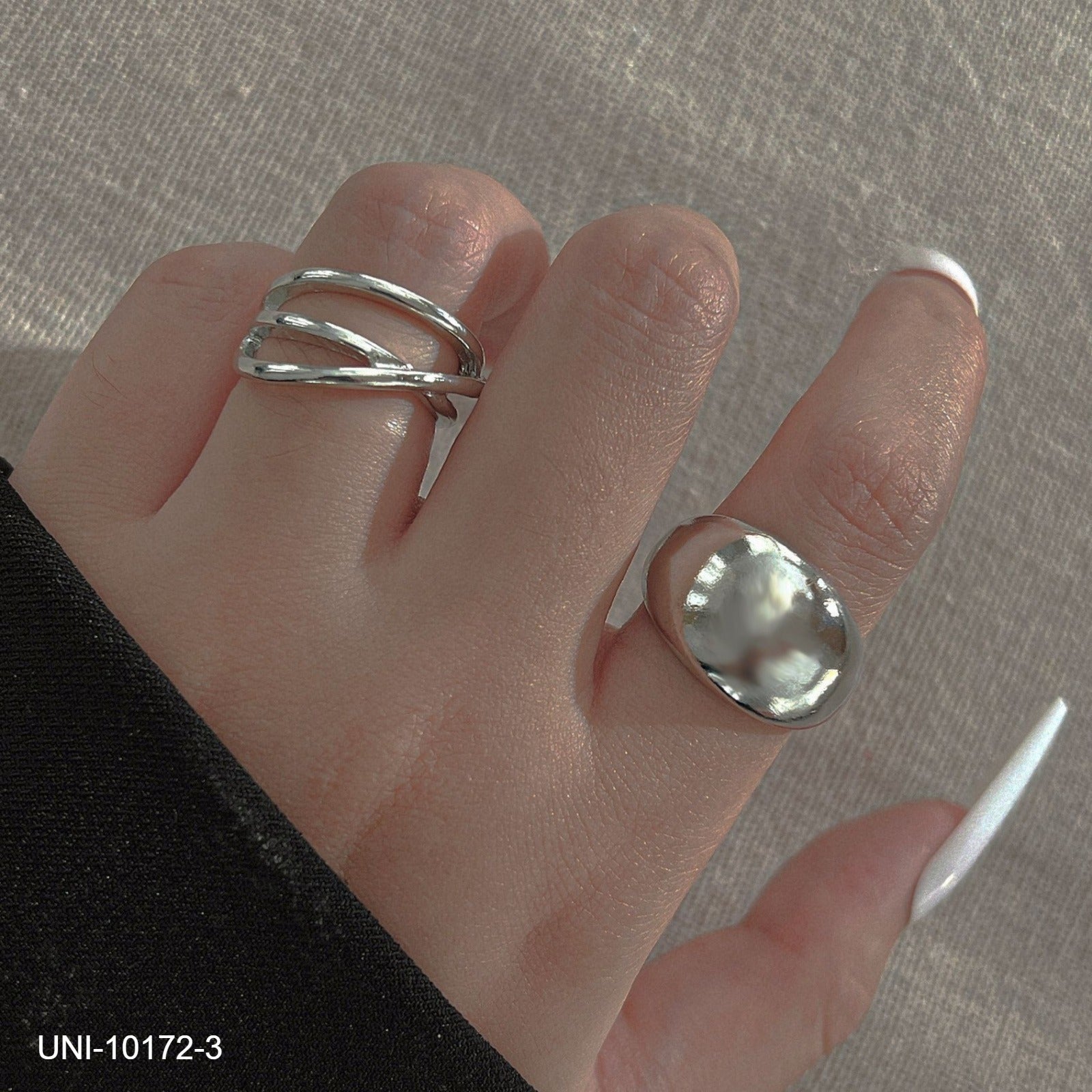 UNI-10172-3- Classy Silver - Ring Set of 2