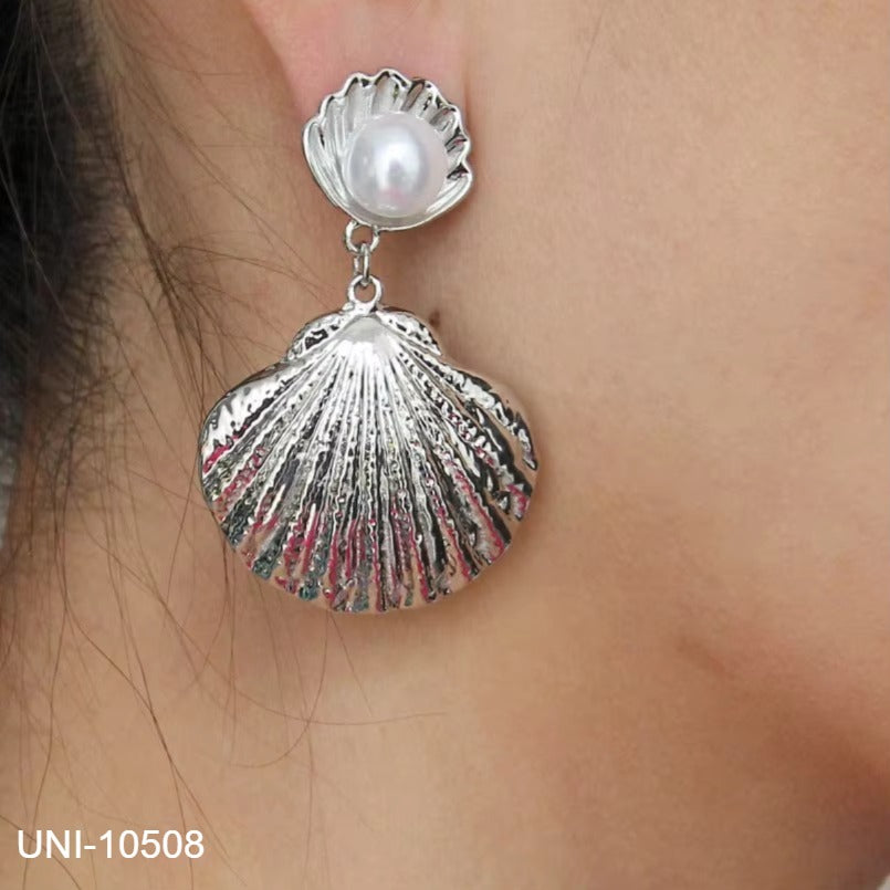 UNI-10508 - Pearl Sea Shell Silver - Earring