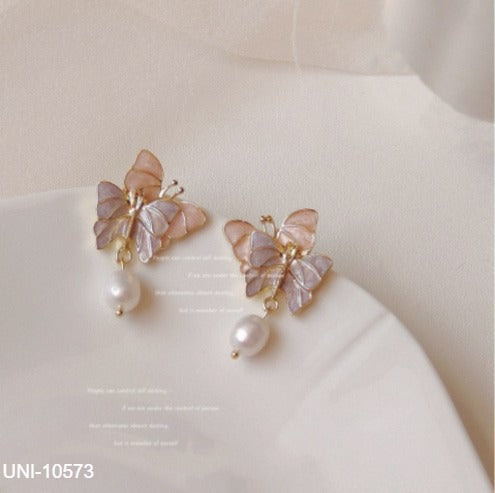 UNI-10573 - Pink & Purple Butterflies - Earring