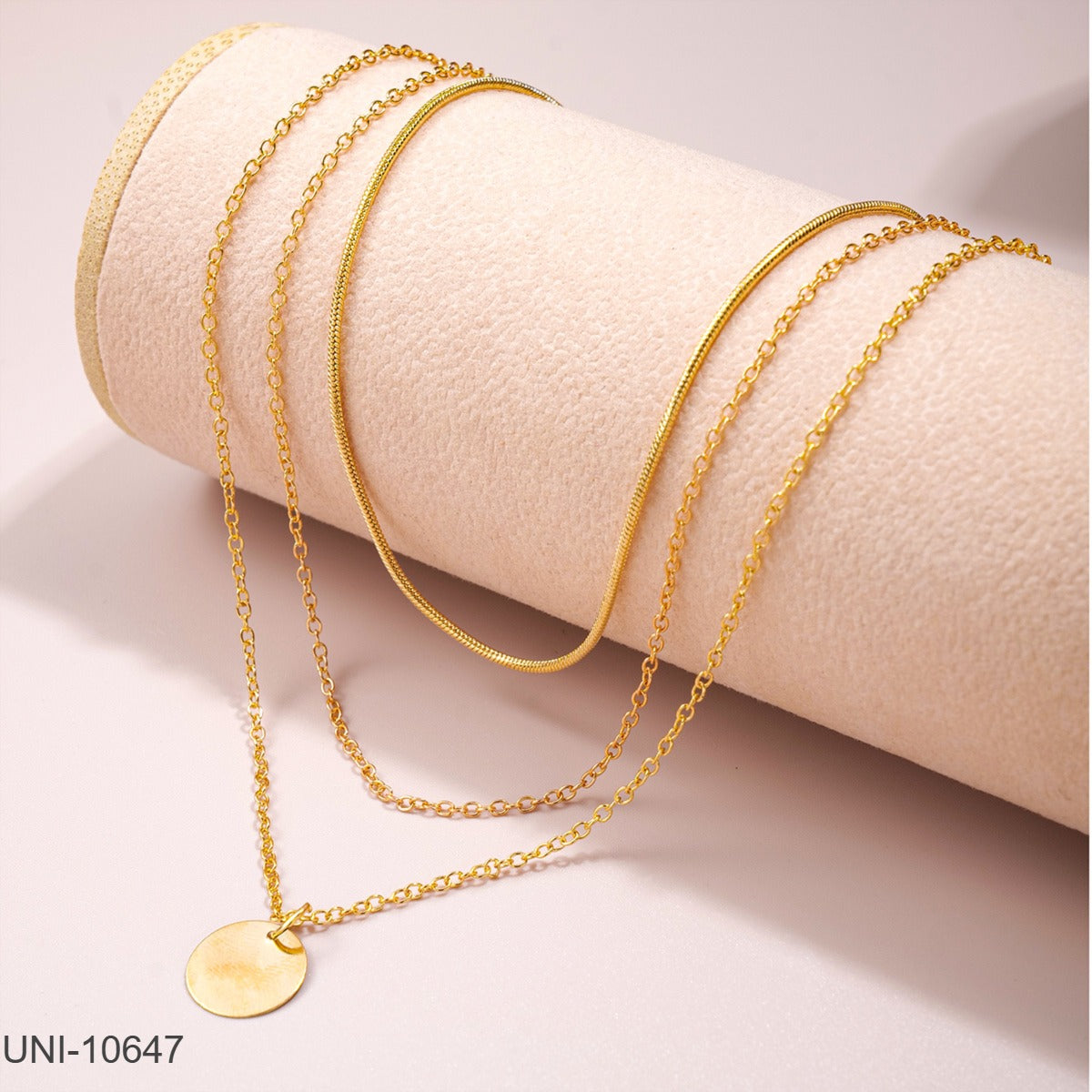 UNI-10647 - 3 Layered Gold Chain - Necklace Set