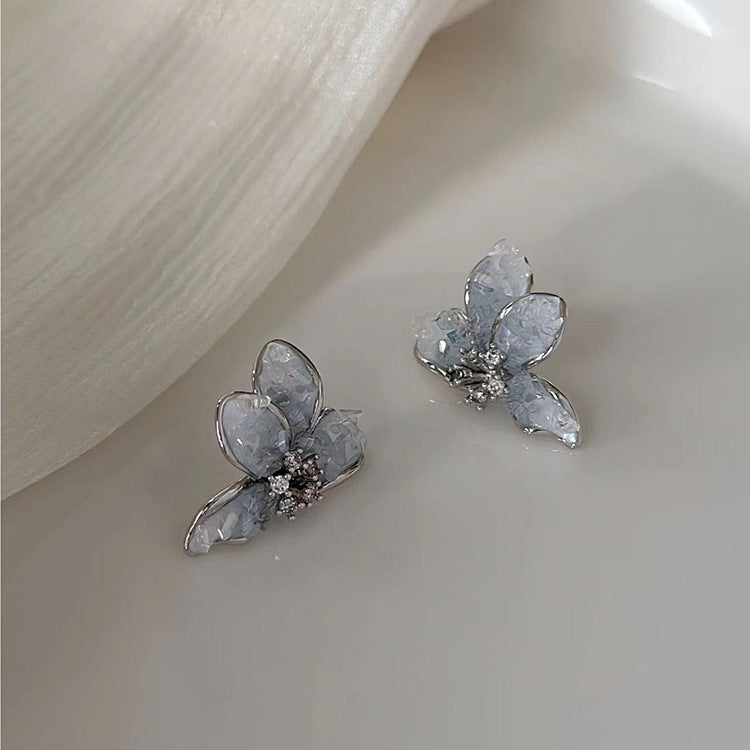 UNI-10852 - Crystal Butterfly Silver - Earring Style 1