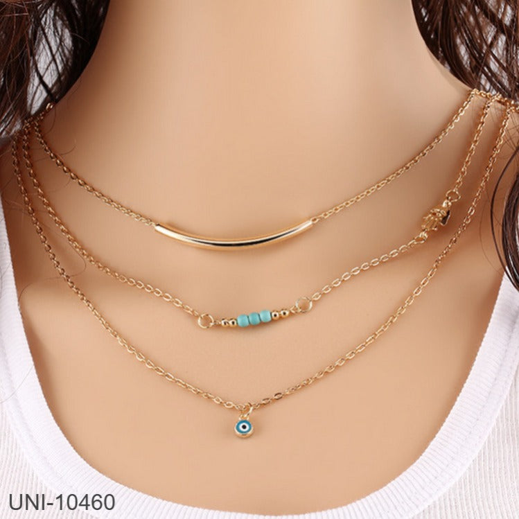 UNI-10460- 3 Layered Gold - Necklace