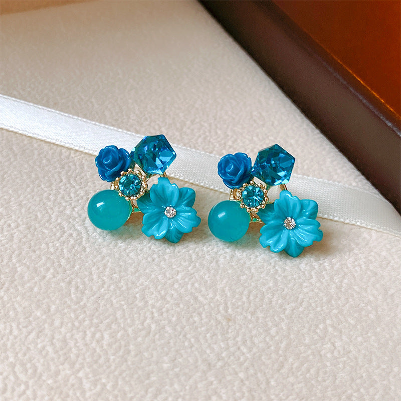 UNI-10292 - Blue Flowers - Earring