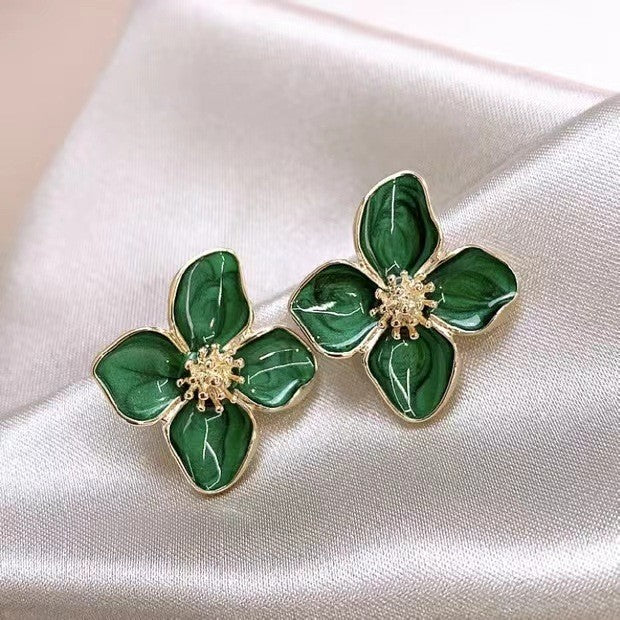 UNI-10305 - Green Shiny Flower - Earring