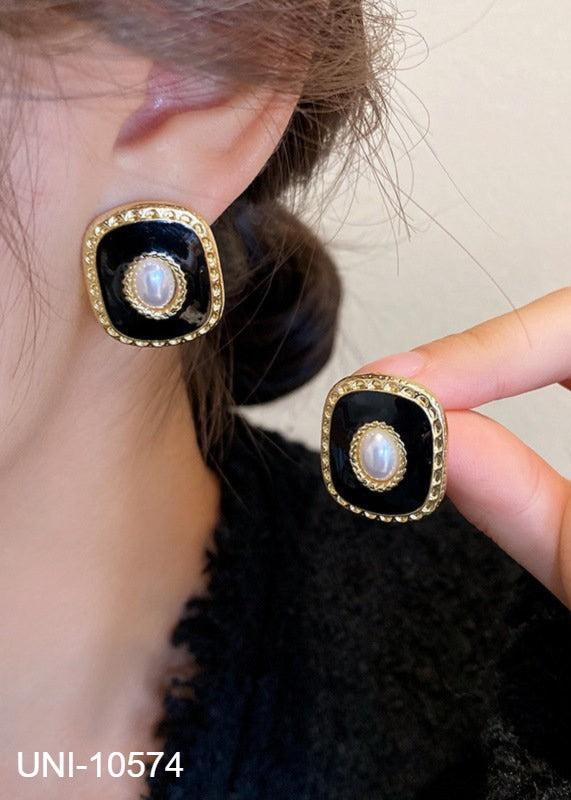 UNI-10574 - Black & Gold Frame - Earring