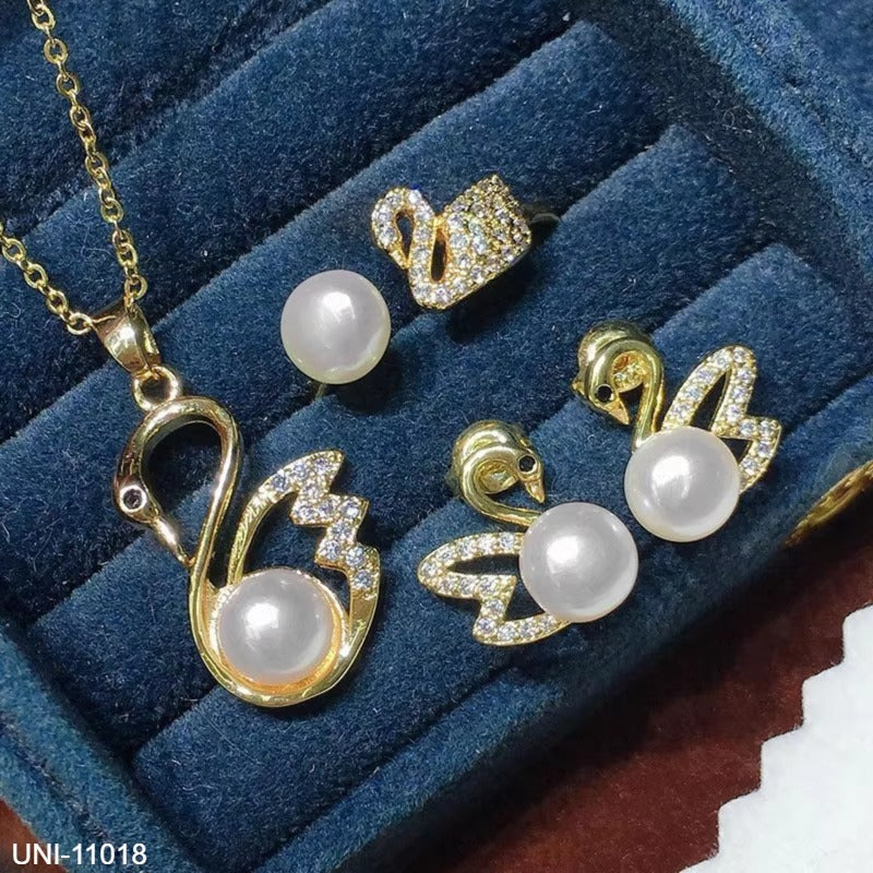 UNI-11018 - Pearly Swan Gold - Jewelry Set