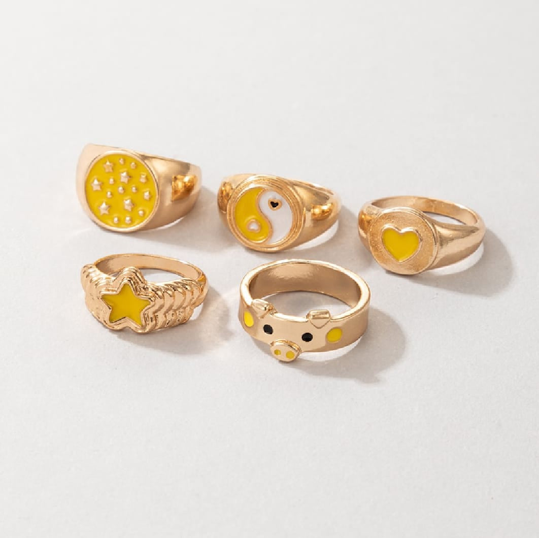 UNI-10776-3 - Yellow Cuties Cuties Gold - Ring Set Of 5