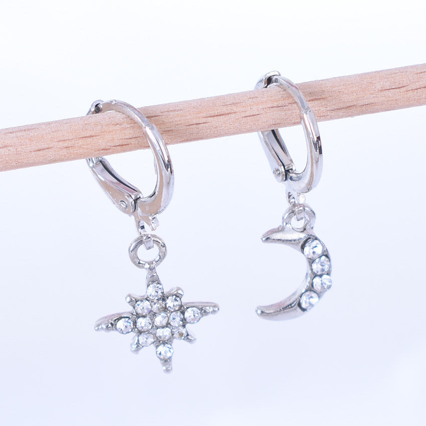 UNI-10506 - Silver Moon & Star - Earring