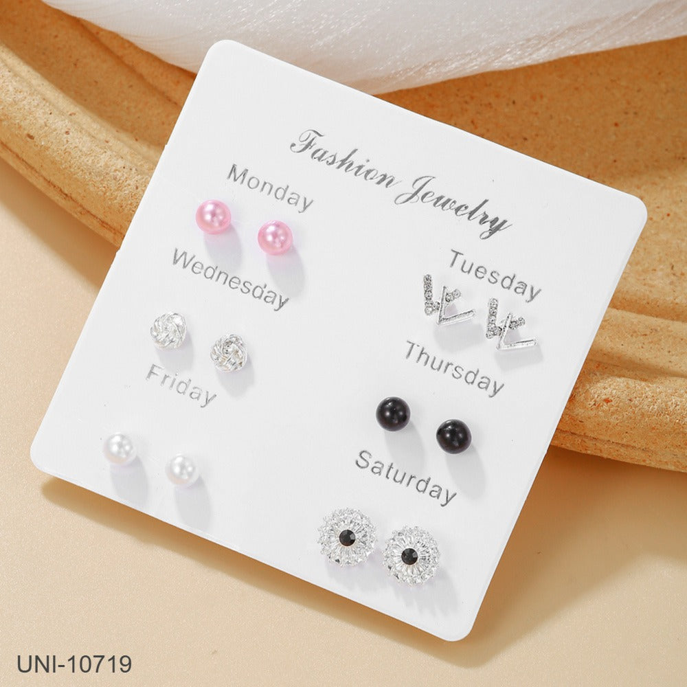 UNI-10719 - Fancy Mini - Ear Studs Set Of 6 - Style 13