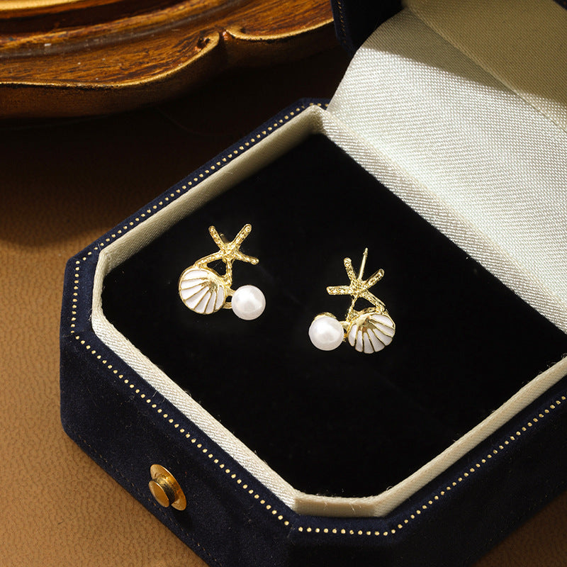 UNI-10313 - Pearl Sea Shell White - Earring