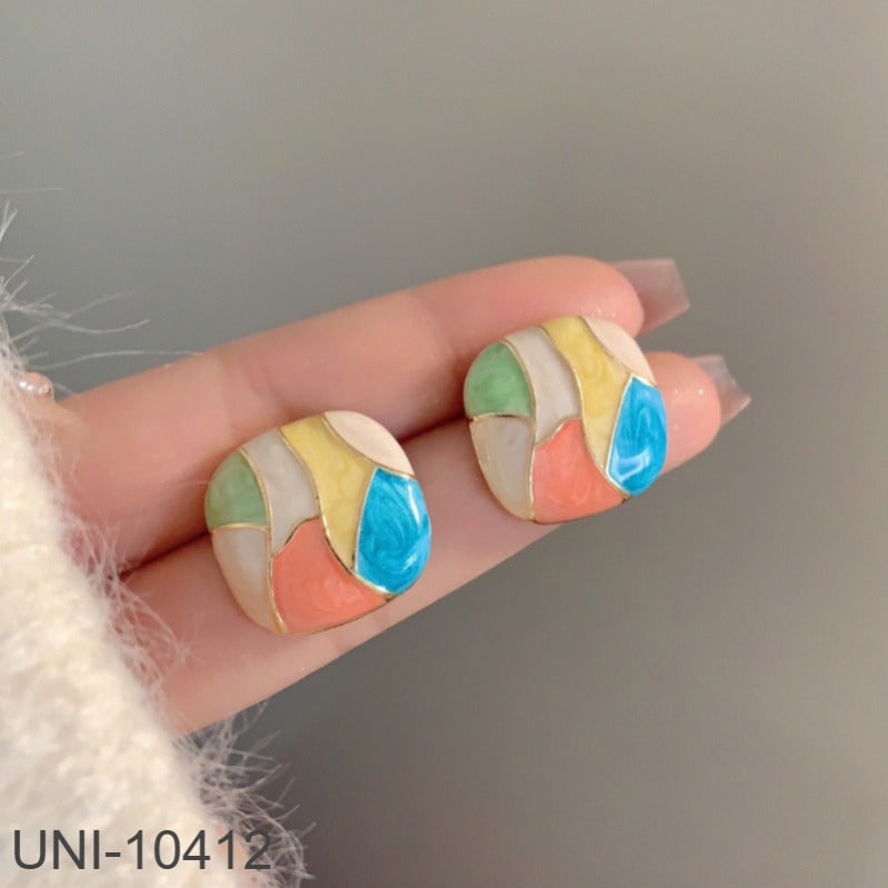 UNI-10412 - Watercolor Enameled Foiled - Earring