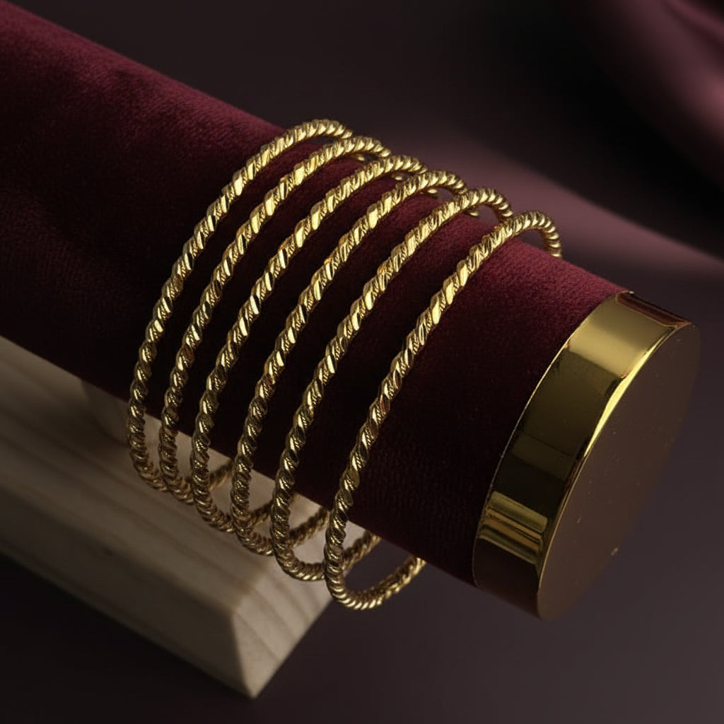 CH-123 - Luxury Twist Gold Bangle - Set Of 6