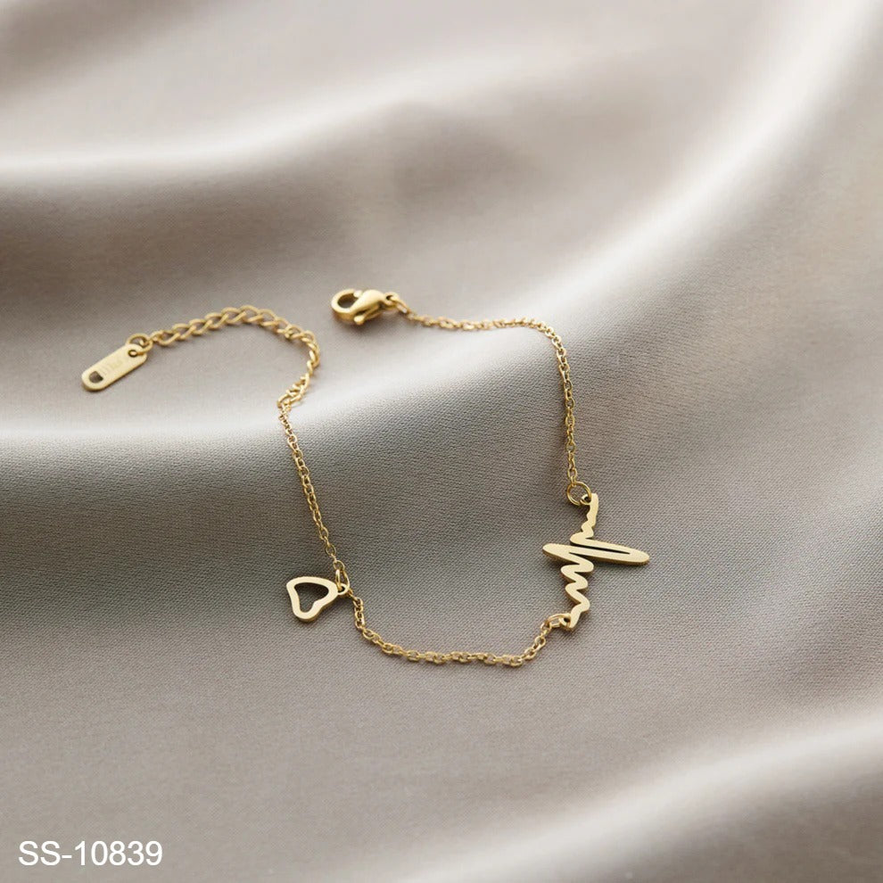 SS-10839 Gold Heartbeat Bracelet – AB Wholesale