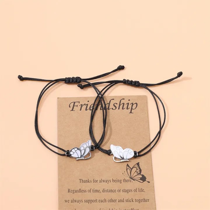 UNI-12168-2 - Friendship Silver Butterfly - Bracelet Set