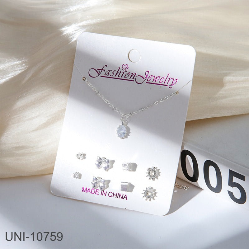 UNI-10759 - Crystal Diamond Silver - Jewelry Set