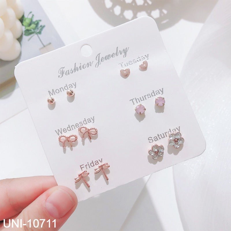 UNI-10711 - Fancy Mini - Ear Studs Set Of 6 - Style 5
