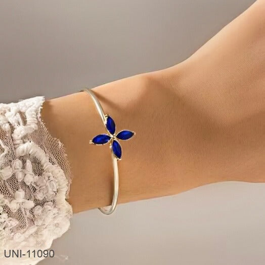 UNI-11090 - Navy Diamond Gold Bangle - Bracelet