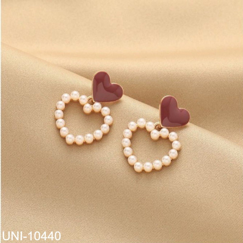 UNI-10440 - Red Heart Pearl - Earring