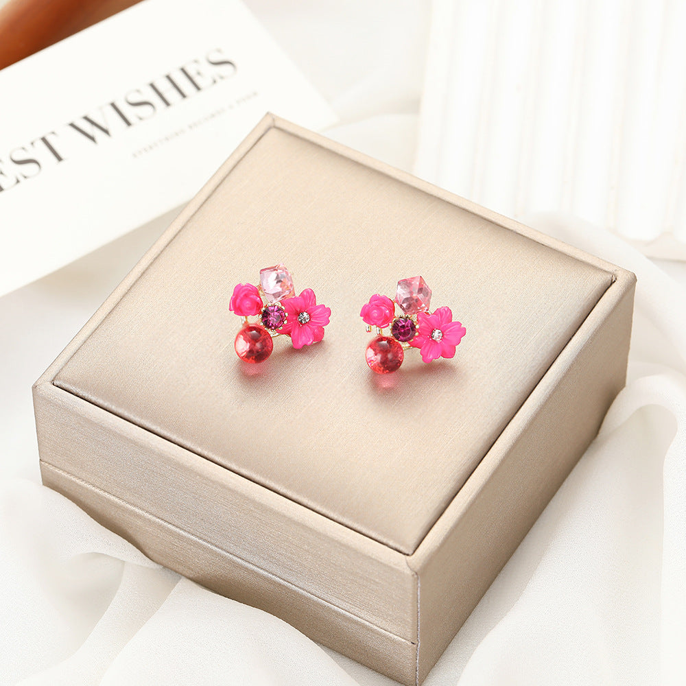UNI-10297 - Hot Pink Flowers - Earring