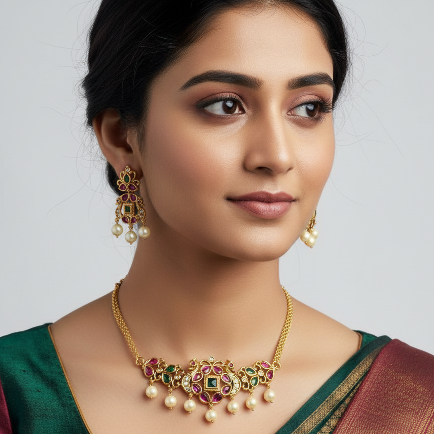 PJ-101 - Vintage Gold & Multi - Jewelry Set