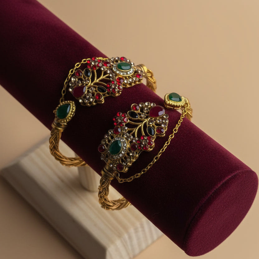 CH-114 - Luxury Diamonds Gold - Bangle Set Of 2 Style 14