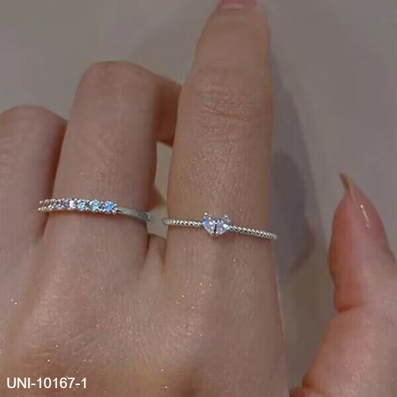 UNI-10167-1 - Crystal Diamond Silver - Ring Set Of 2