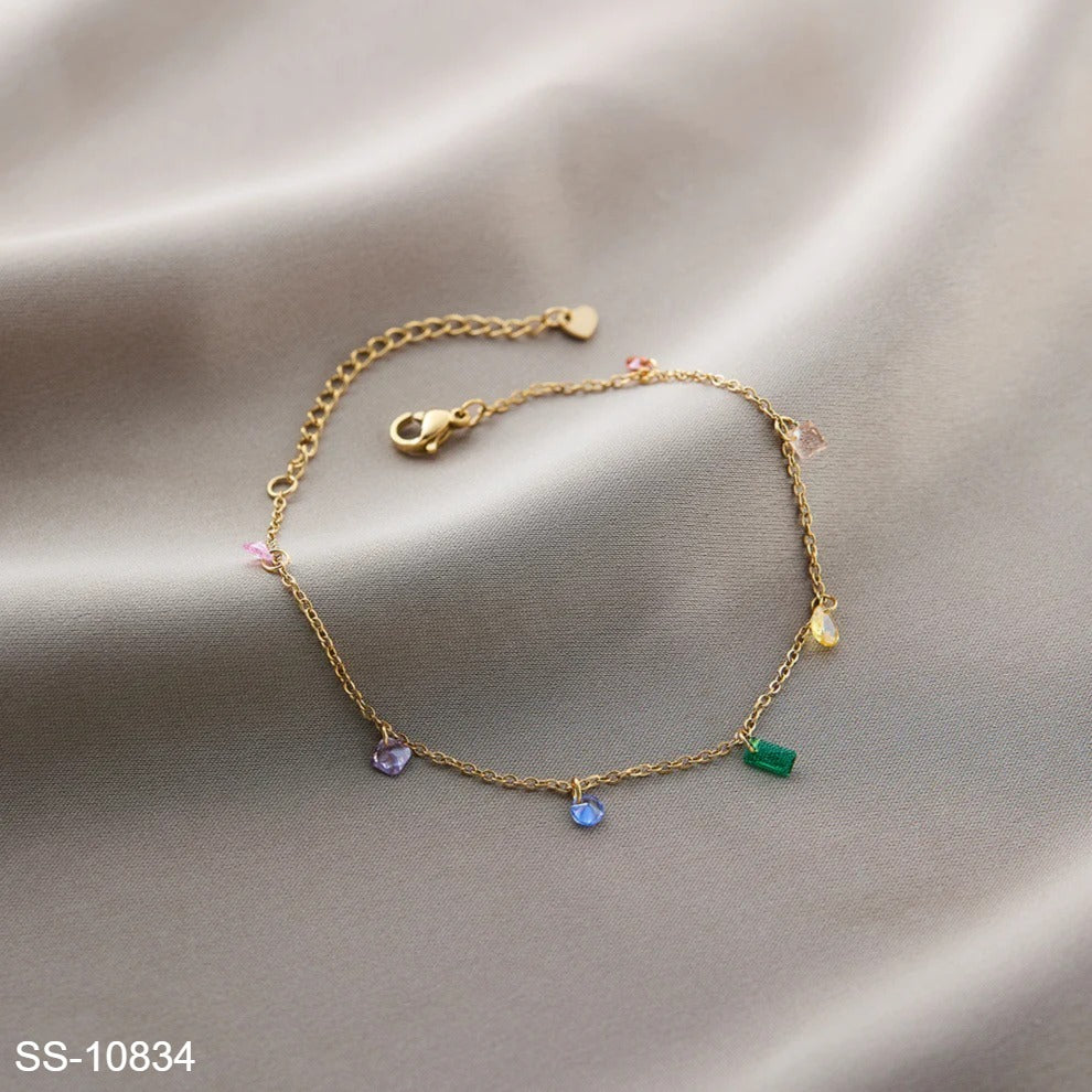 SS-10834 - Multi Colored Diamonds Gem Gold - Bracelet