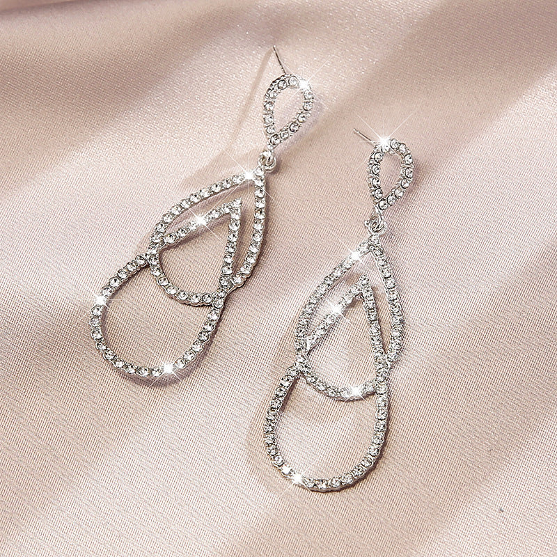 UNI-10580 - Fancy Drop Diamond Gold & Silver - Earring