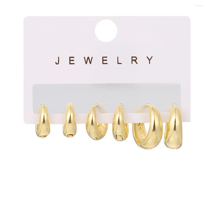 UNI- 11196 - Gold Hoops- Earring Set of 6