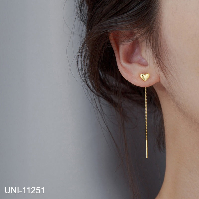 UNI-11251 - Gold Dangling Heart - Earring