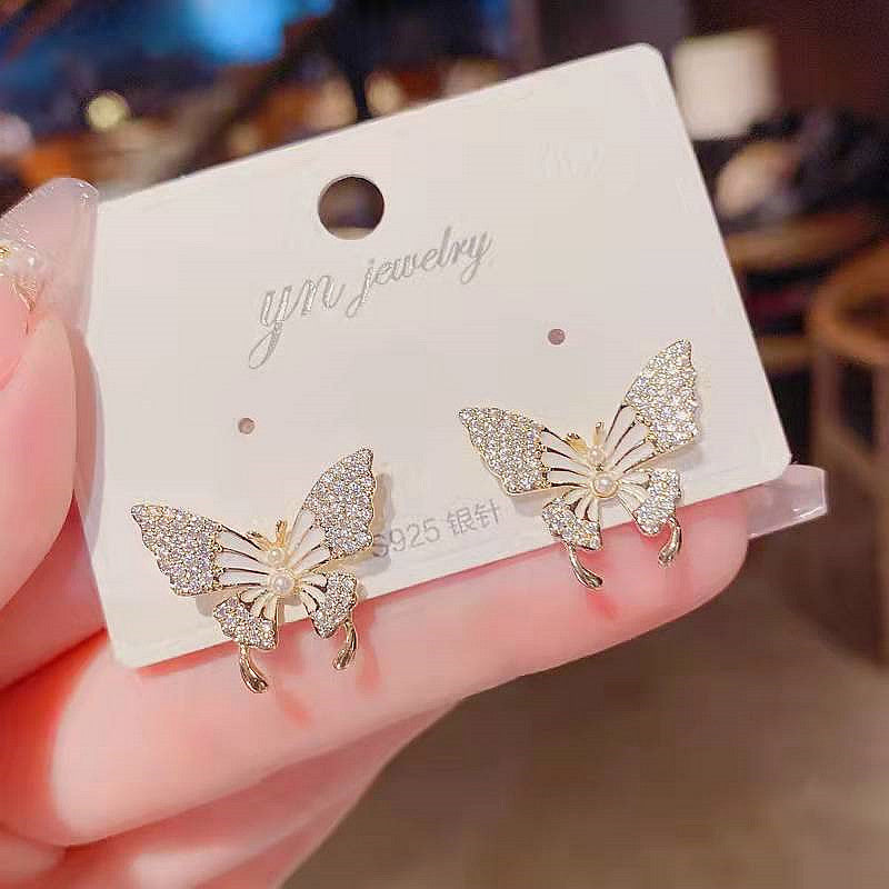 UNI-10418 - White Sparkle Butterfly - Earring