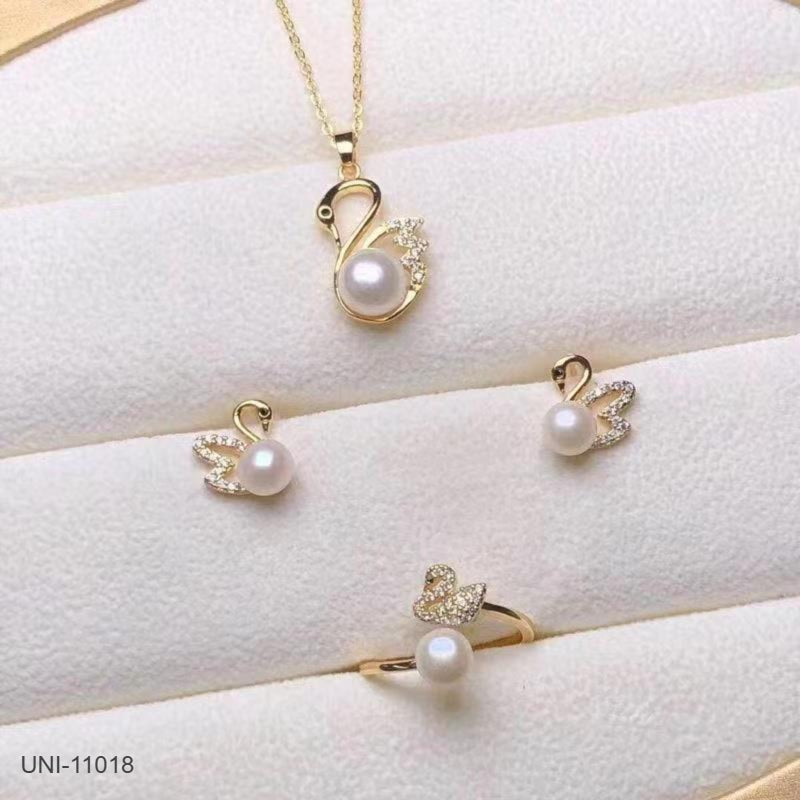 UNI-11018 - Pearly Swan Gold - Jewelry Set