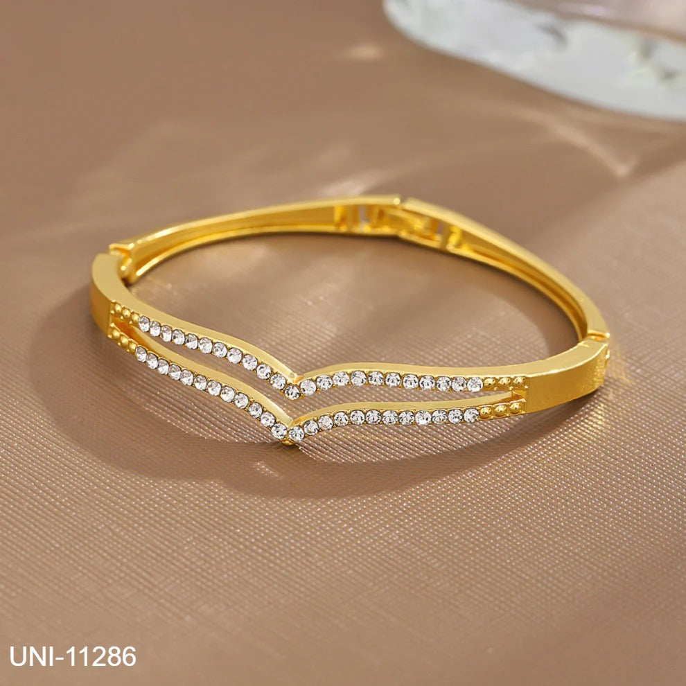 UNI-11286 - Diamond Wave Gold Bangle - Bracelet
