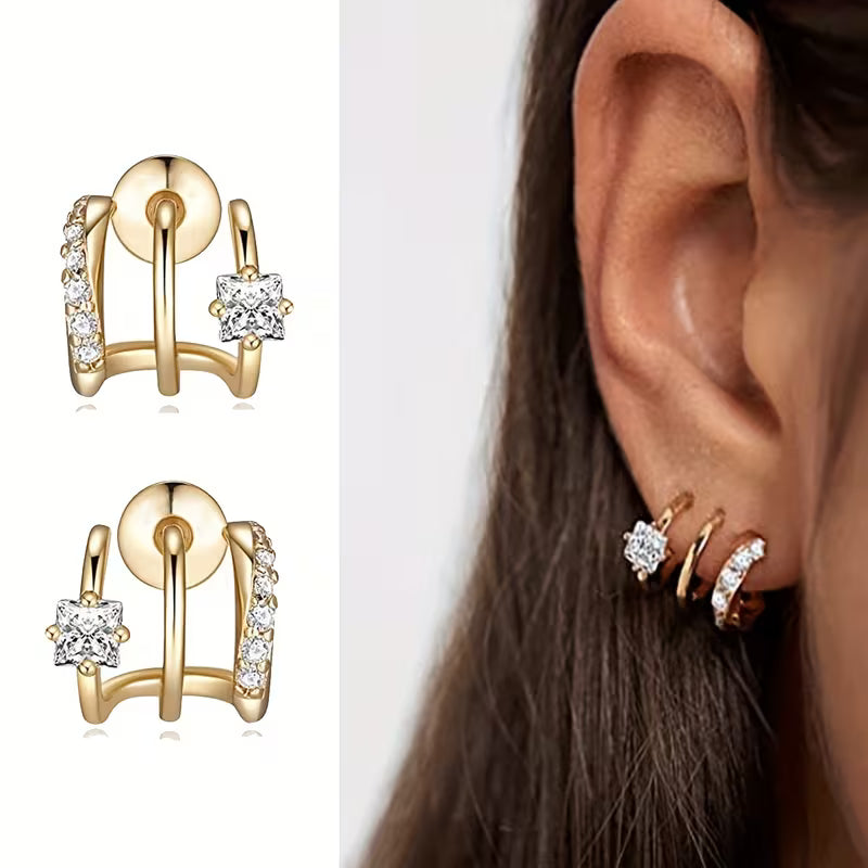 UNI-11339-1 -Gold Diamonds Star Faux - Earring