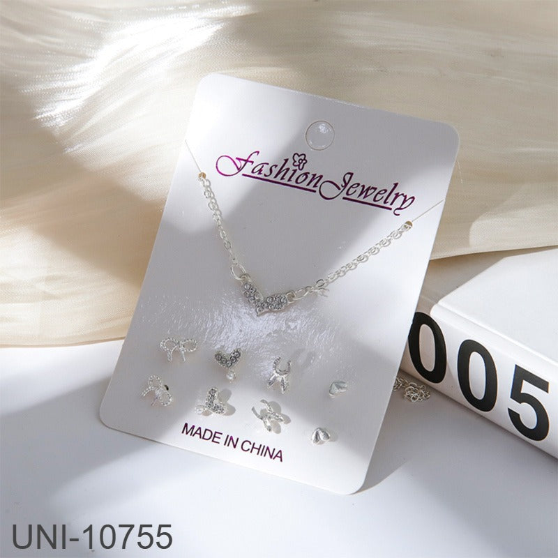 UNI-10755 - Diamond Heart Silver - Jewelry Set