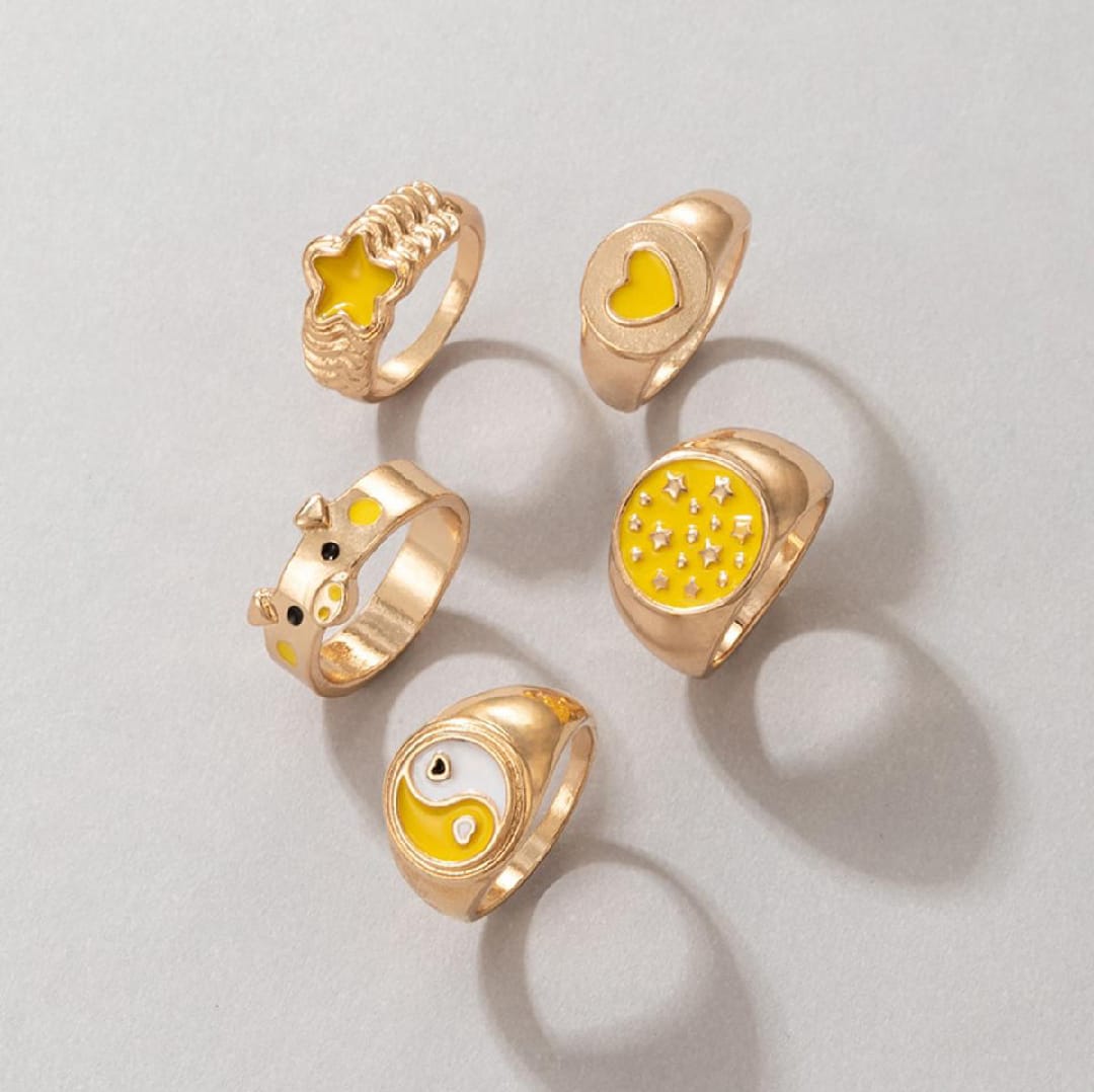 UNI-10776-3 - Yellow Cuties Cuties Gold - Ring Set Of 5