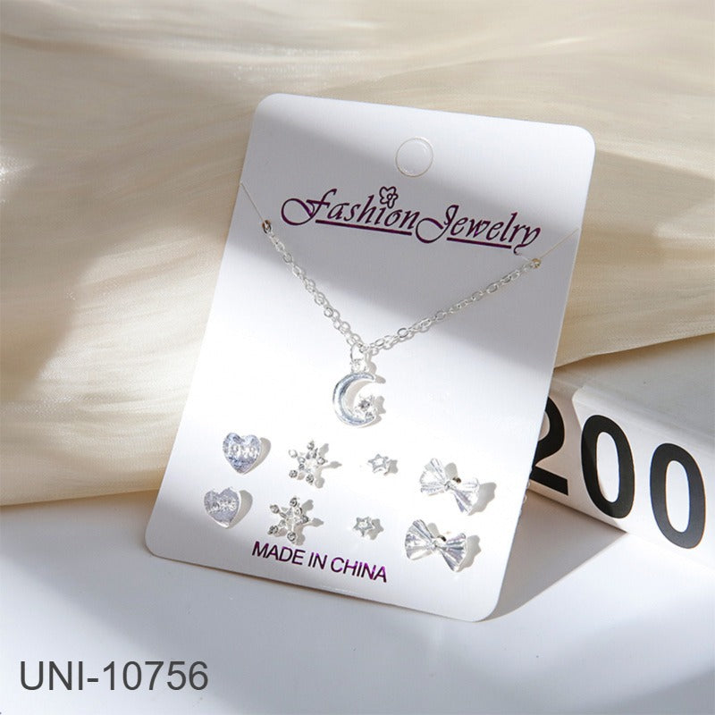 UNI-10756 - Moon & Star Silver - Jewelry Set
