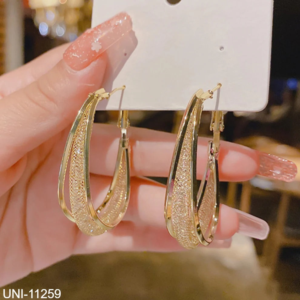 UNI-11259 - Gold Foil Oval - Earring