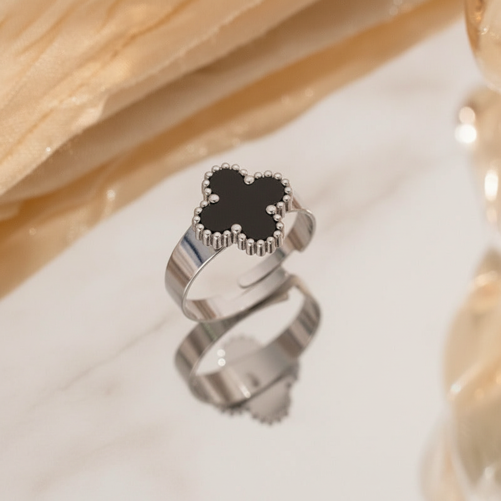 SS-11444-11452 - Luxury Black Flower - Ring