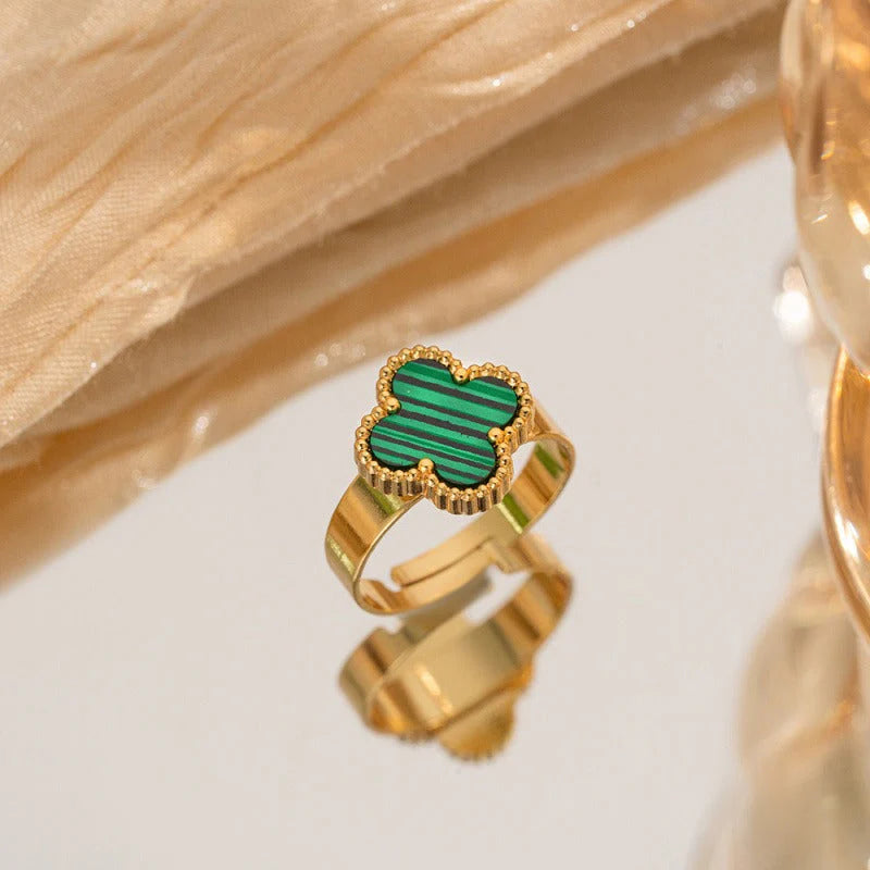SS-11446 - Luxury Green Lined Flower - Ring