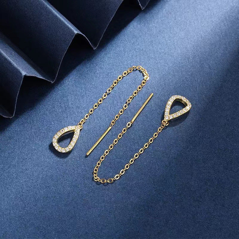 UNI-11247 - Dangling Blingy Drop Gold - Earring