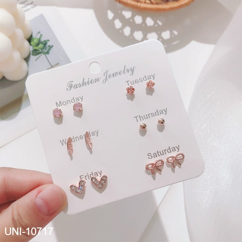 UNI-10717 - Fancy Mini - Ear Studs Set Of 6 - Style 11