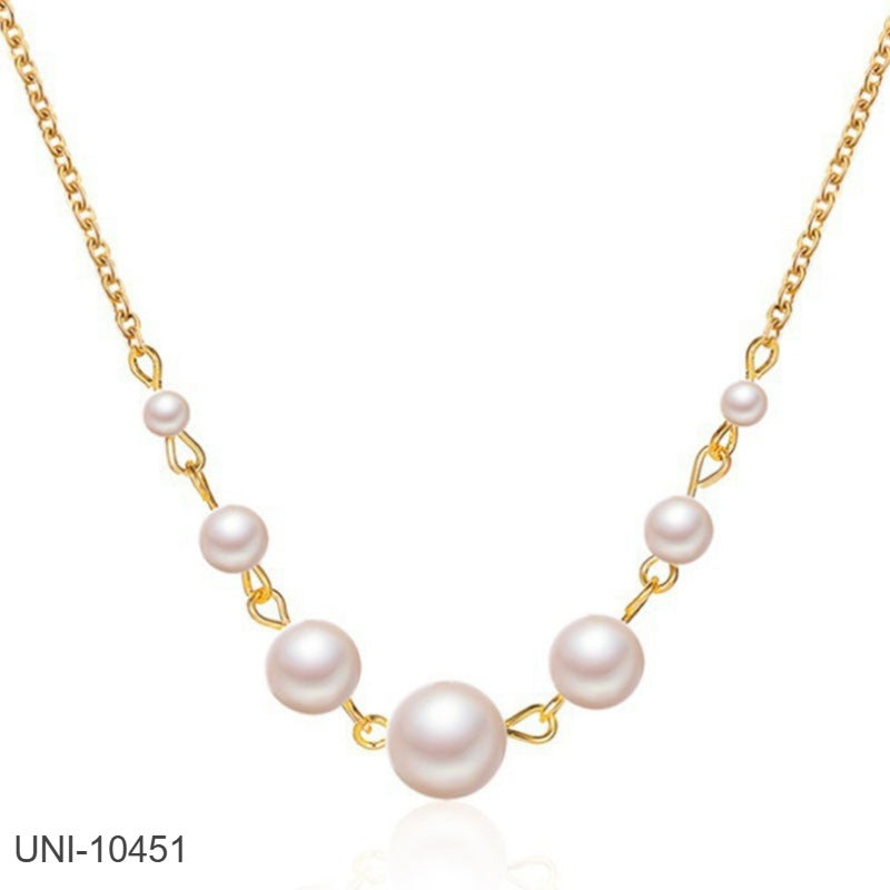 UNI-10451 -  White Pearl Gold - Necklace